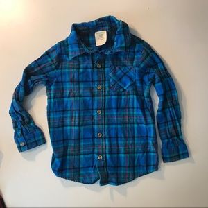 4T blue plaid soft button up shirt, toddler boys